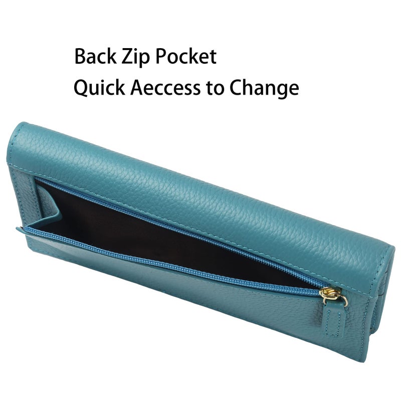 Lavemi Ultra Slim Thin Leather Women Wallet RFID Blocking Credit Card Holder Bifold Long Ladies Billfold (Light Green) - Image 5